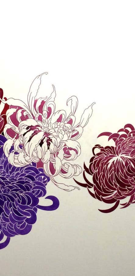 dessin fleurs japonais chrysantheme